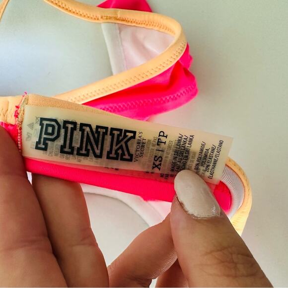 VS VICTORIAS SECRET Pink Ruffle Halter Tie Underwire Plunge Bikini Swim Top XS - Picture 6 of 9